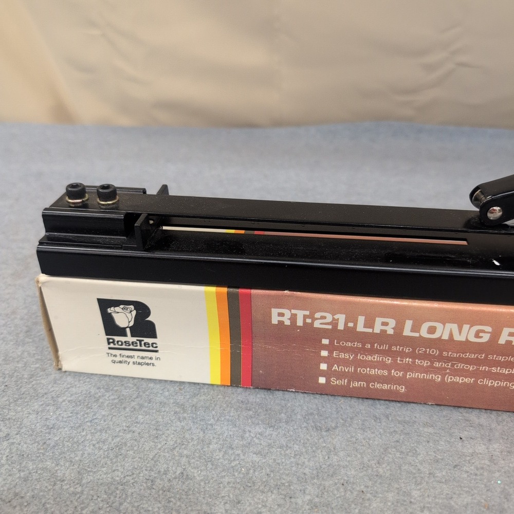 RoseTec RT-21-LR Long Reach Stapler 12 Inch Capacity Black Metal Office Tool - Picture 3 of 4
